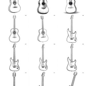 Akoestische elektrische gitaar SVG-png-bestanden voor laser-CNC T-shirts Tatoeages Ambachten