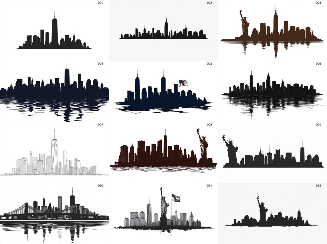 New York City Skyline SVG PNG Files for Laser CNC T-shirts Cricut ...