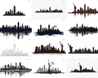 New York City Skyline SVG PNG Files for Laser CNC T-Shirts Cricut Tattoos Crafts