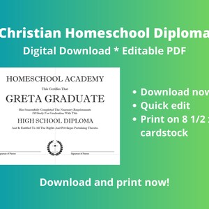 Editable Christian Homeschool High School Transcript