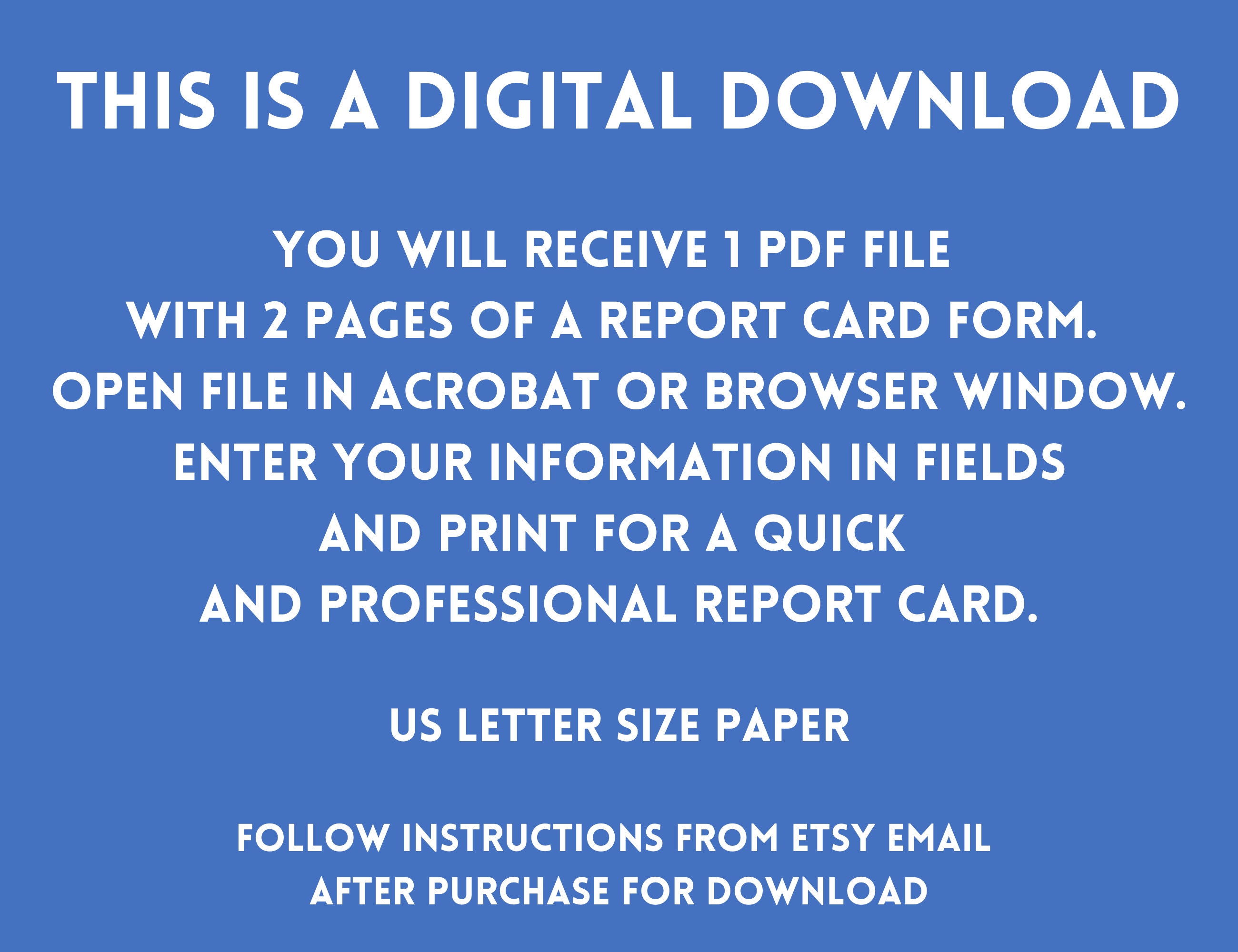 Editable Report Card PDF, Digital Download - Etsy