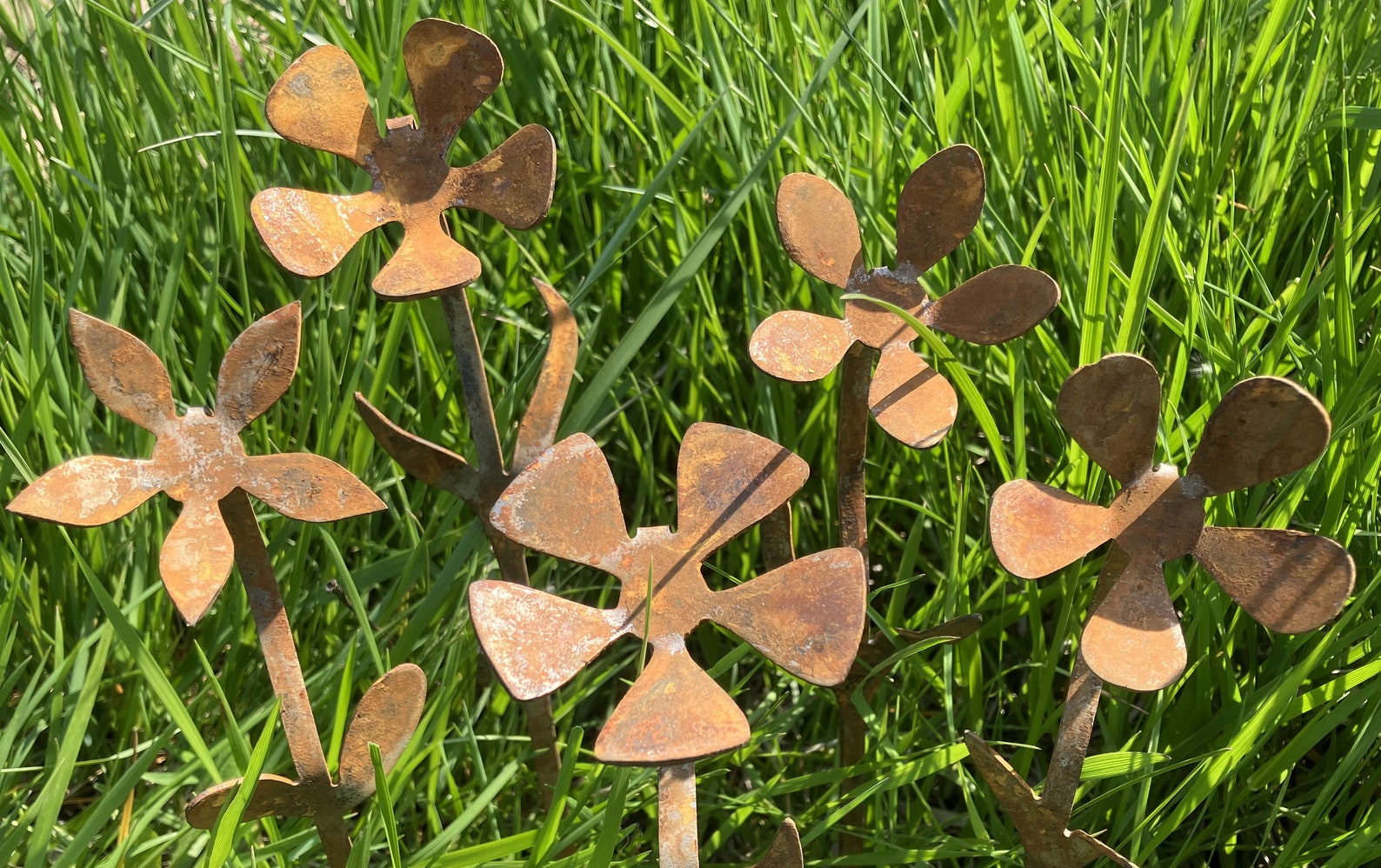 Rustic Metal Flowers Set of 5 Unique Handmade Rusty Etsy