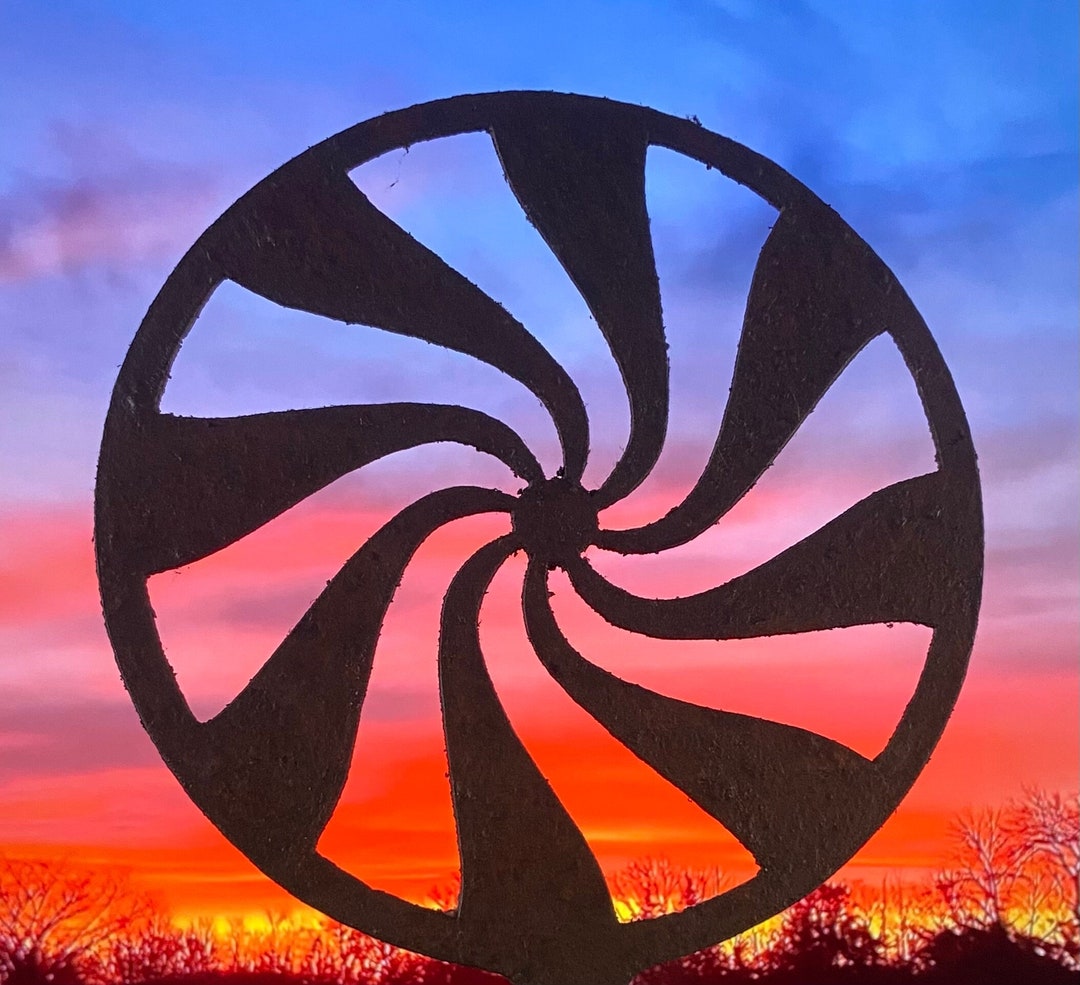 Spiral Swirl Metal Garden Sculpture Pinwheel Yard Art Fence Etsy