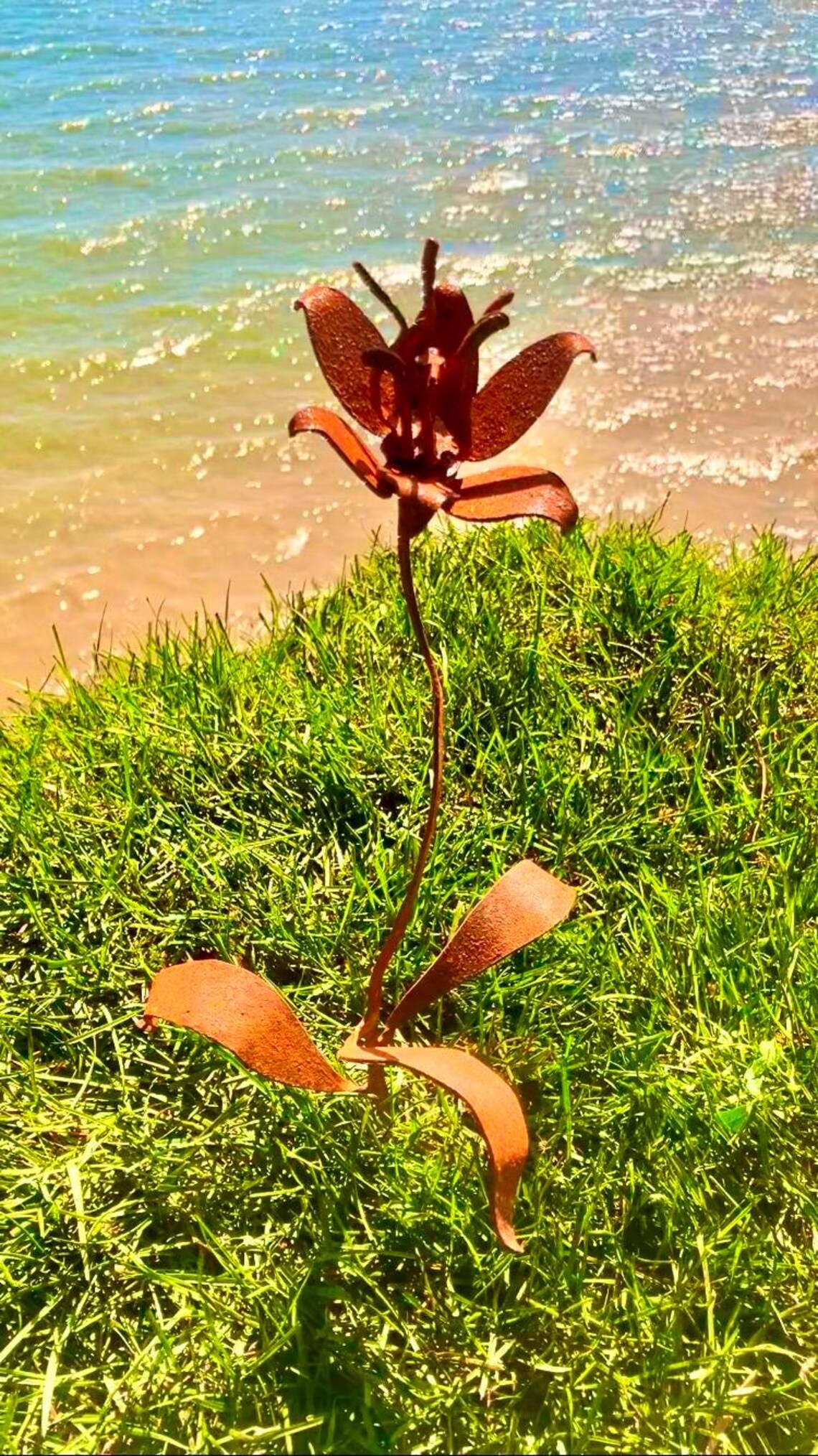 Rustic Metal Wild Lily Sculpture – Natural Rust Finish, Handmade in USA ...