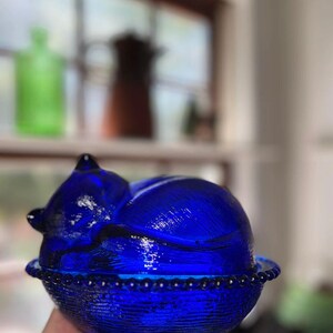 Vintage Cat on Nest Glass Dish - Etsy