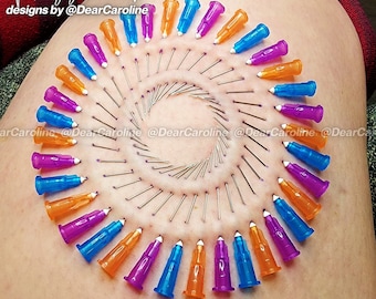 Single & Double Swirl Needle Play Design / Stencil - Artistic Piercing