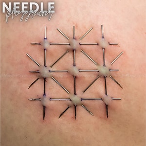Small Geometric Square Pain Endorphin Button Needle Play Design / Stencil - Artistic Piercing (USES 50mm NEEDLES!)
