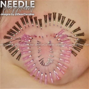 Lips & Tongue Licking Needle Play Design / Stencil - Artistic Piercing