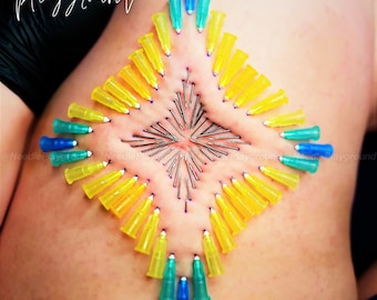 Beginner Four-Pointed Star Needle Play Design / Stencil - Artistic Piercing