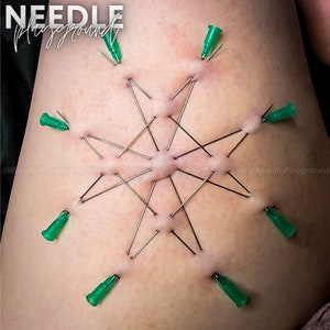 Large Geometric Star Pain Endorphin Button Needle Play Design / Stencil - Artistic Piercing (USES 120mm NEEDLES!)