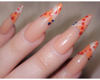 Orange French Tip 10 Piece Press On Nail Set | Simple Warm Tone Nail Set Design | Classy and Elegant Nails