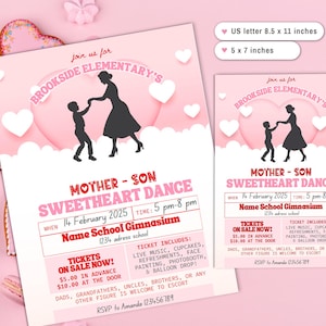 Mutter Sohn Schatz Valentinstag Tanzschule Tanz Flyer Party einladen Kirche Gemeinschaft Veranstaltung Flyer 8,5 x 11, Invite 5 x 7 in Paperless Post