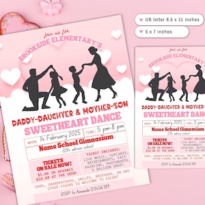 Mutter-Sohn & Papa Tochter Schatz Valentinstag Tanzschule Tanz Flyer Party einladen Kirche Community Event Flyer, Familientanz