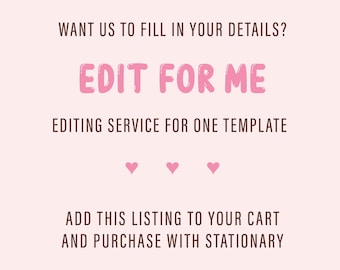 Customization Add On, Edit My Template For Me, Personalize Your Template, Help Me Edit, Edit My Template, Add-on Edit Wording, Edit For Me
