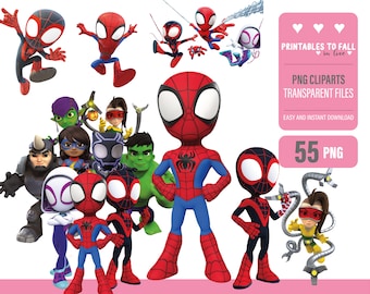 Spidey and his Amazing Friends PNG Images, High Resolution, Spidey Birthday Party Decor, Kid Spiderman Images, Instant Download