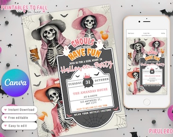 Uitnodiging Halloween Girls Night, heksen Halloween-feestje uitnodigen, Ghouls Night Out uitnodigen, uitnodiging volwassen Halloween-feest, Girls Night In