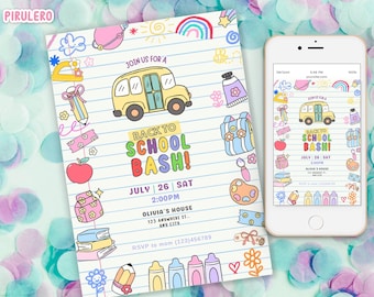 Back to School Party Invitation Template, Back to School Bash Invite, End of Summer Celebration Invite, End of Summer Party Goodbye Summer