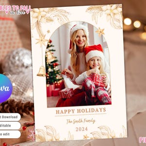 Foto Weihnachtskarte Vorlage, Frohe Weihnachten Karte, Klassische glitter gold Weihnachtskarte, Foto Karte, Digital Bogen Weihnachtskarten Vorlage