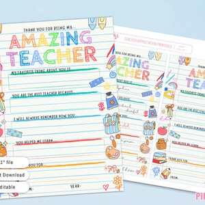 Regalo personalizado para maestros, plantilla de carta de agradecimiento para maestros, descarga instantánea, regalo de fin de año