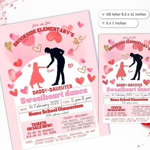 Daddy Tochter Valentinstag Tanz Flyer 21 x 31 cm, Einladung 13 x 18 cm, Sweetheart Dance Invite, Schultanz Flyer, Valentinstag Schultanzkarte