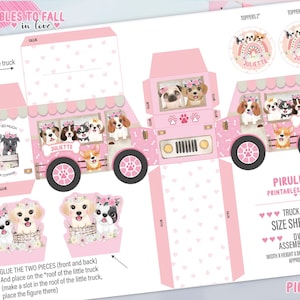 Girls Puppy Dog Party Printable Favor Box, Truck Party Favors Puppy ...