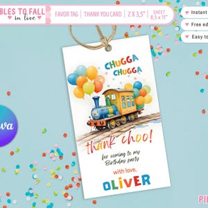 Spielzeugzug Geschenkanhänger, Zug Dankeschön Karten, Regen Aufkleber, Zug Quadrat Dankeschön Tags, Zug Runde Geschenkanhänger Gastgeschenke bearbeitbar