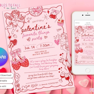 Valentines Day Party Invitation, Favorite Things Party Invite, Galentine&#39;s Party Brunch Invite Girlfriends Brunch Party Night, galentine day