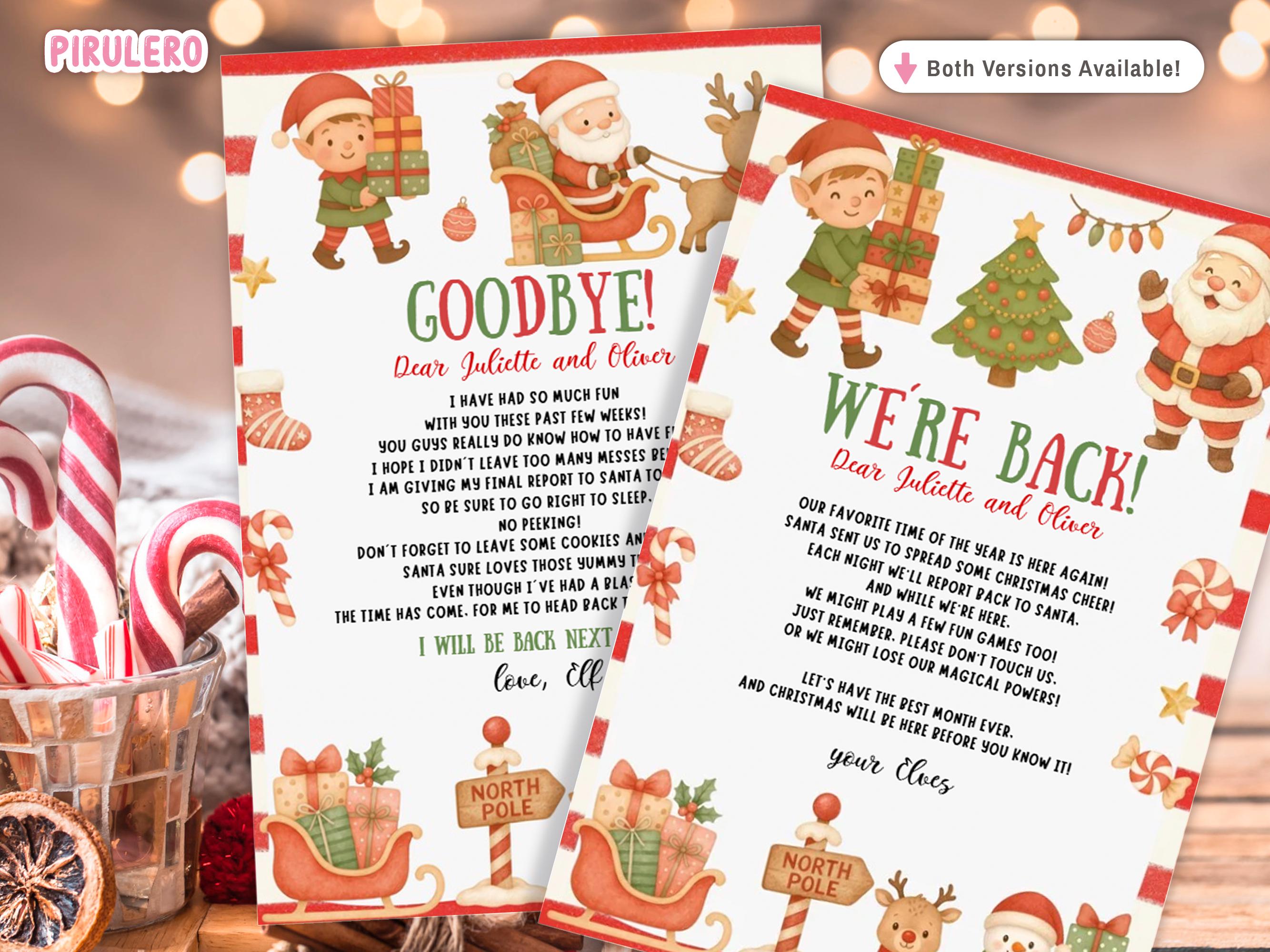 Elf Arrival Letter, Goodbye Elf Letter Kit We're Back Note Elves ...