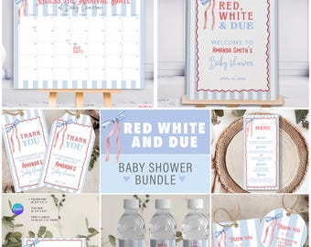 Rot, Weiß und Due Einladung Bundle, 4. Juli Baby Shower Bundle, Rot, Weiß und Due Baby Shower laden Babyparty Unabhängigkeitstag ein RBT4J