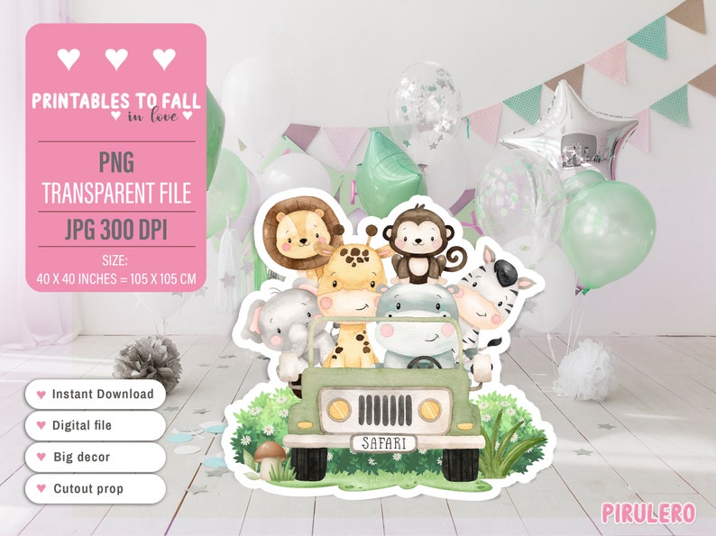 Jungle Animals Safari Cutout, Big Decor, Prop, Yard Sign, Centerpiece