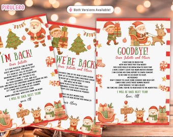 Elf Arrival Letter, Goodbye Elf Letter Kit We're Back Note Elves Farewell Letter Bundle Kids Christmas Printable, Hello Elf Return Mail