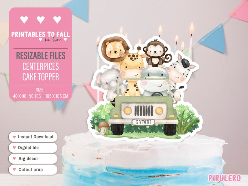 Jungle Animals Safari Cutout, Big Decor, Prop, Yard Sign, Centerpiece