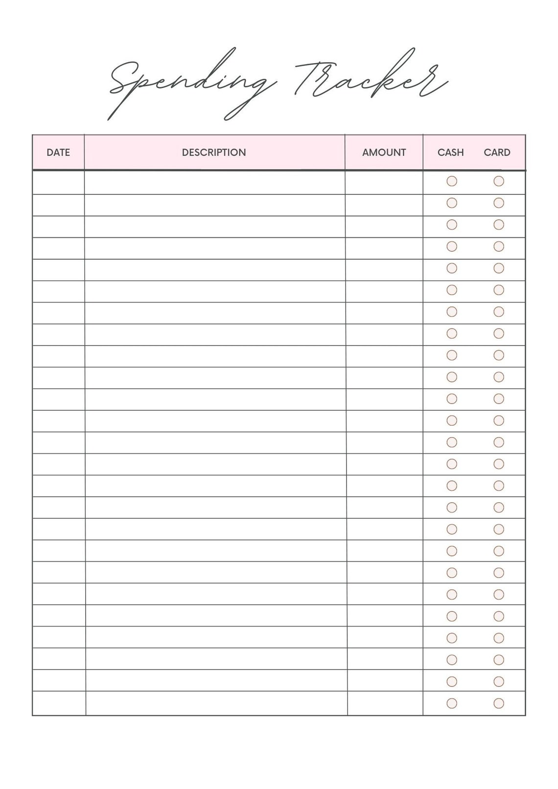 Printable Spending Sheet Printable Expense Tracker Purchase | Etsy