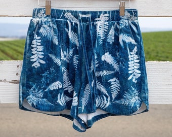 Tamanho S/28" Linho/Rayon Lounge Wet Fern Cyanotype Shorts, marca Universal Threads