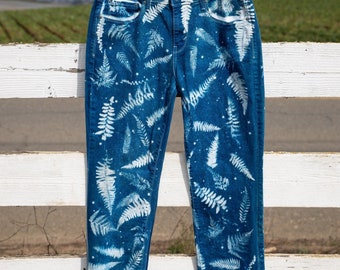 Calça Levi 505 reta tamanho 8/29" Wet Fern Cyanotype