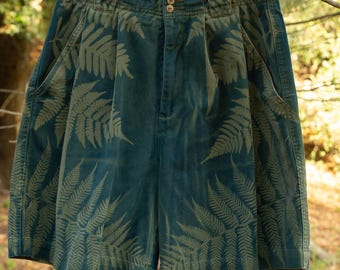 Tamanho 12 Nordstrom Town Square Army Green Cyanotype Fern Shorts