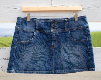 Tamanho 11/33" Saia jeans Fern Cyanotype