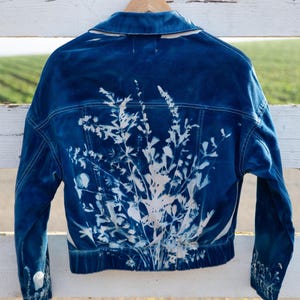Size Small Floral Cyanotype Light Pink Cotton Denim Jacket RSQ Collective