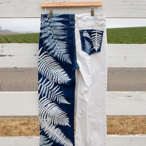 Size M Fern Cyanotype White Jeans