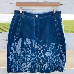 Size 10 Floral Cyanotype Skirt, Linen/Cotton Liz Claiborne