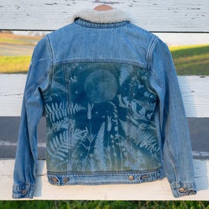 XS Old Navy Botanical Cyanotype Sherpa Jacket with Moon