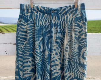 Tamanho 8/32" 100% seda cianotipo samambaia shorts