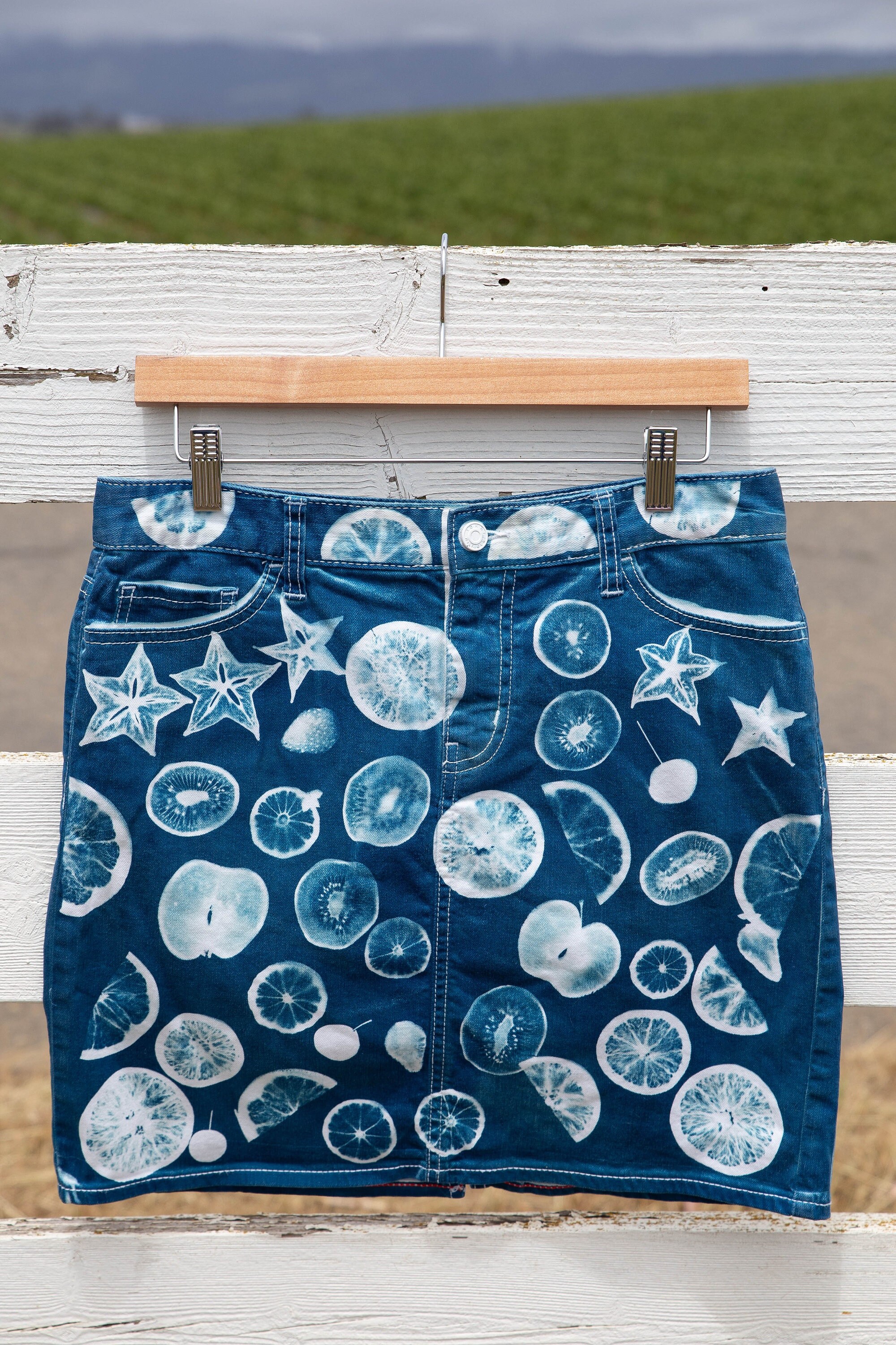 Size 6 Cyanotype Fruit Slices Skirt Tommy Hilfiger Upcycled