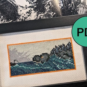 SOLO EL PATRÓN Patrón de punto de cruz de GODZILLA Menos Uno