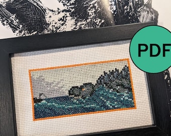 PADRÃO APENAS GODZILLA Menos Um Padrão de Ponto Cruz