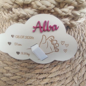 Plaque nuage en bois pour bracelet de naissance Bébé