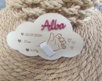 Plaque nuage en bois pour bracelet de naissance Bébé