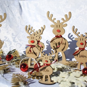 Rennes Noël autoportant personnalisé Marque Place Noel Prénom en bois // Cadeaux de noël //   Déco table Noël //décoration de Noël // sapin