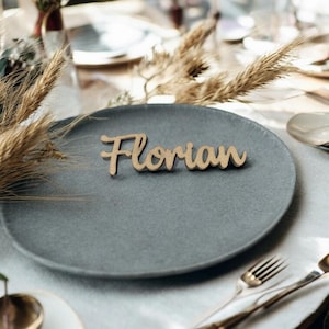 Wooden Place Markers - Personalized Names for Baptism, Boho Country Wedding, Communion, Party Decoration