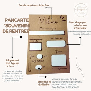 Pancarte de Rentrée Scolaire,gravé, en Bois | Un Souvenir Inoubliable pour Garderie ou Nounou , 1er jour d'école
